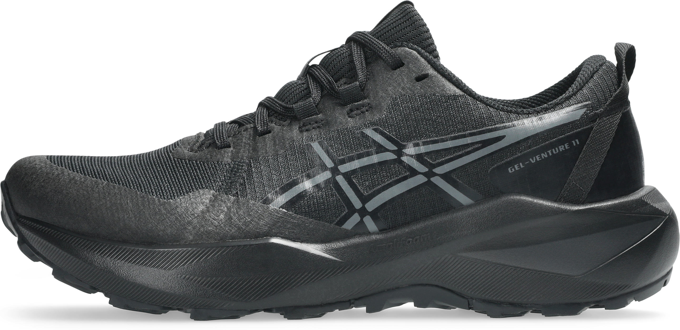 Trailrunningschuh ASICS "GEL-VENTURE 11", Damen, Gr. 40, schwarz (schwarz, carrier grau), Synthetik, Schuhe Trailrunningschuh, mit profiliertem Gummi-Laufsohlenprofil, mit AMPLIFOAM PLUS Dämpfung