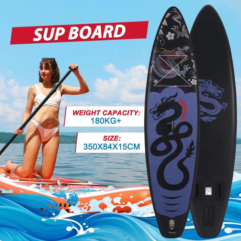 SUP-Board - Stand-Up-Paddle-Board - Paddelbrett - Surfbrett - Aufblasbar - Inklusive Paddel - 3 Flossen - Sicherheitsleine - Fußriemen
