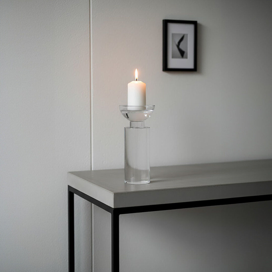 Mercer41 Glass Tabletop Tealight Holder Clear 21cm H x 10cm W x 10cm D