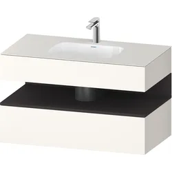 Duravit Collection One Einbauwaschtisch mit Konsolenwaschtischunterbau, 1000x550x600mm, Nische Graphit Supermatt, QA4786080840010, Farbe: Weiß Supermatt/mit Nischenbeleuchtung