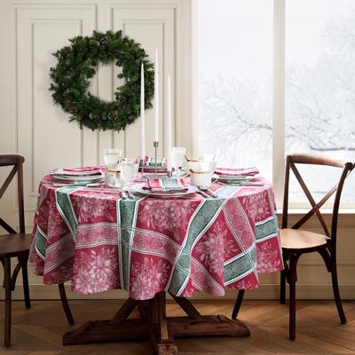 Threadmade Poinsettia Plaid Jacquard Tablecloth