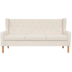 vidaXL Sofa 3-Sitzer Stoff Cremeweiß