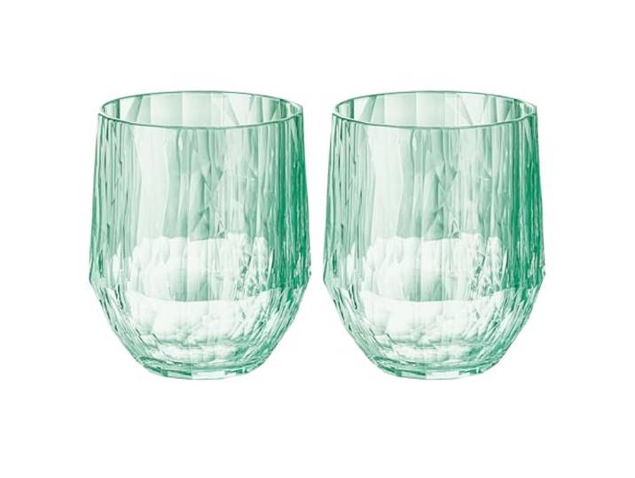 Koziol Superglas Club No.23 Lot de 2 verres à vin blanc en plastique transparent luxueux incassable réutilisable pour fête\, camping\, 200 ml (jade transparent)