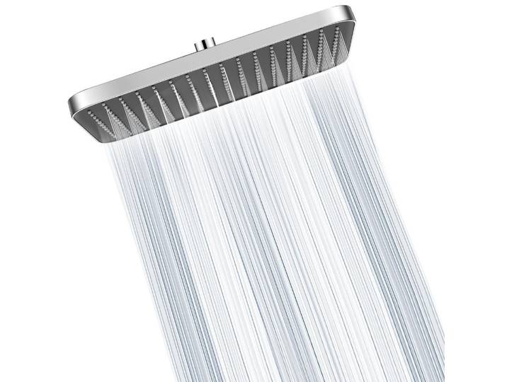 Duschkopf Regendusche 13 Zoll Quadratisch Chrom Schwarz mit Anti-Kalk-Düsen und Wasserfall-Funktion