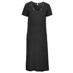 Damella Silk Short Sleeve Nightdress Schwarz Seide Large Damen