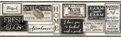 York Wallcoverings Farm to Table Black Border