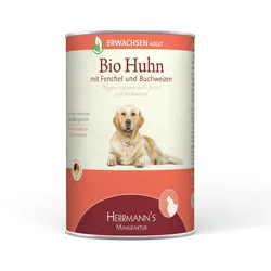 Herrmann's Selection Erwachsen 12x400g Dose Hundenassfutter Bio Huhn mit Fenchel, Zucchini & Buchweizen