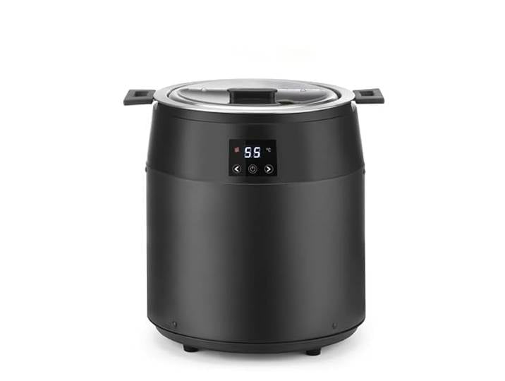 HENDI Suppenkessel, ohne Wasser, herausnehmbarer Behälter, integrierter Deckel, Temperaturbereich: von 40° bis 90°C, Suppentopf, Suppenwärmer, 10L, 220V/450W, 378x330x(H)398mm, Edelstahl, schwarz