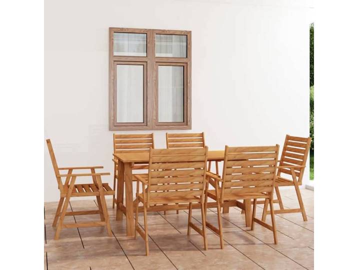 Mobilier de Salle à Manger de Jardin 7 pcs Table et Chaises à Dîner de Patio Salon de Jardin Terrasse Extérieur Bois 3057845