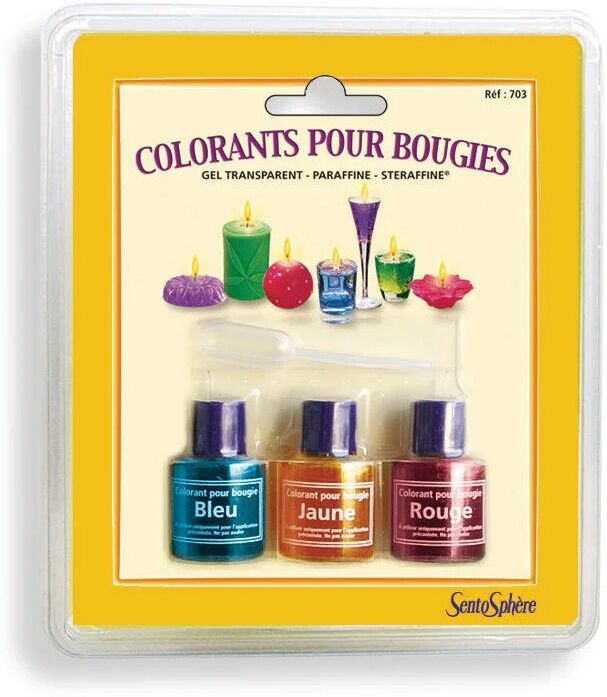 Recharge Etui 3 colorants Bleu, Jaune et Rouge pour bougies - Sentosphère