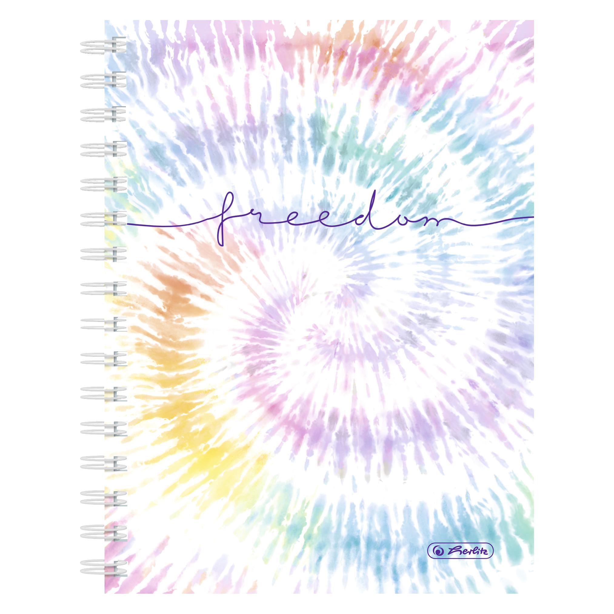 Herlitz Schulheft Spiralbuch New Batik Freedom A5, 100 Blätter (A5, Kariert, Harter Einband) (50044108)
