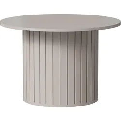 COUCHTISCH Zalia mit geriffeltem Sockel, runde Tischplatte 70 cm, im Retro-Stil, Kaschmir