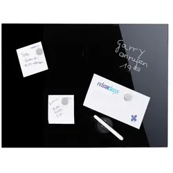 Relaxdays Schwarze Magnettafel aus Glas Schwarz