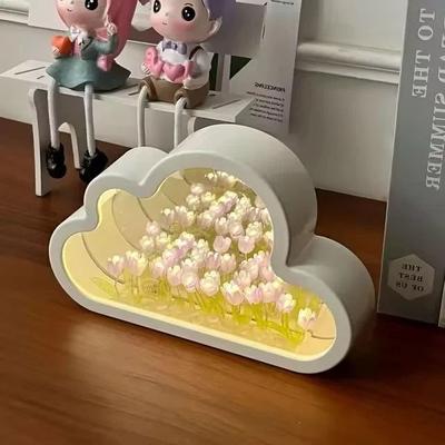 Uplifted Finds Handmade DIY Cloud Tulip Mirror Lamp purple
