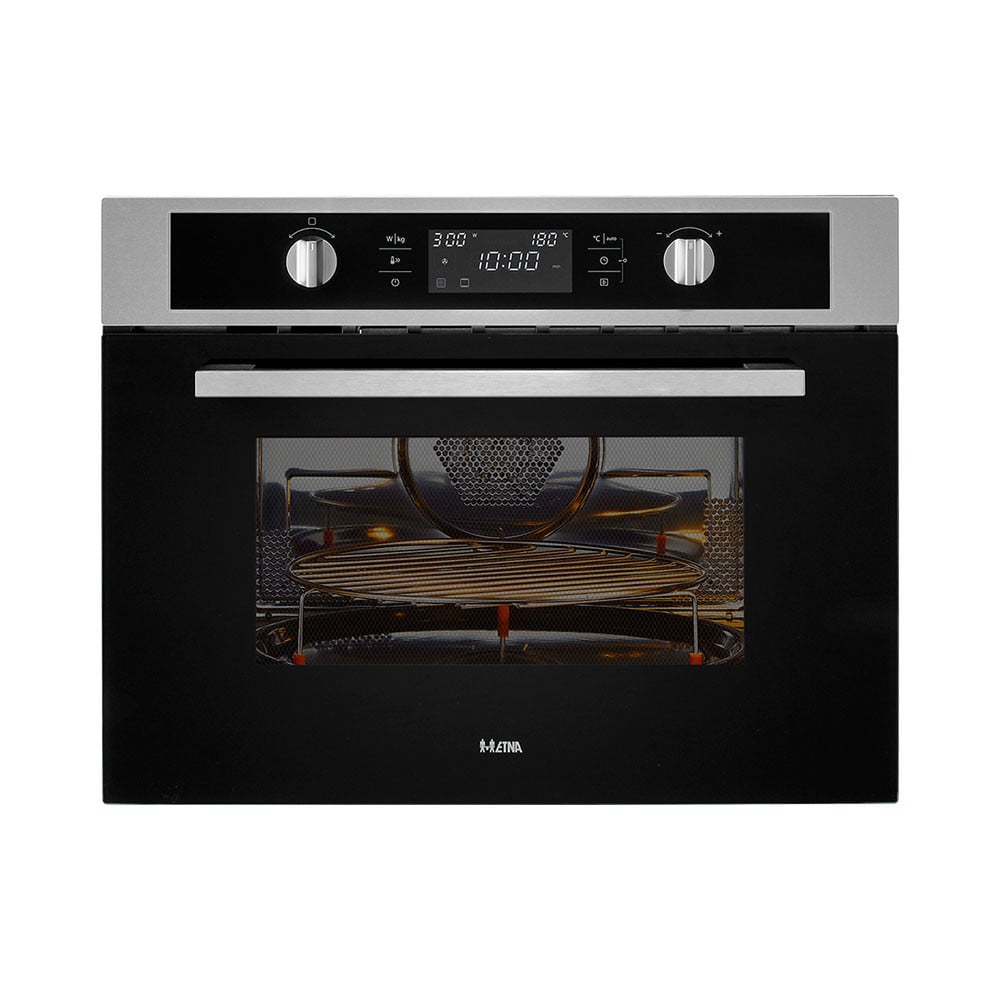 Etna CM444RVS Inbouw combimagnetron met grill, Grijs/Zilver