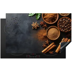 HERDABDECKPLATTE Zimt - Beton - Kaffee - Zimtstangen - Gewürze Glaskeramikkochfeldabdeckung 85x52 cm