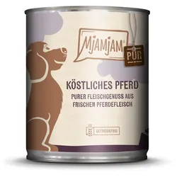 MJAMJAM Purer Fleischgenuss 800g Dose Hundenassfutter Sparpaket 12 x 800 Gramm köstliches Pferd Pur
