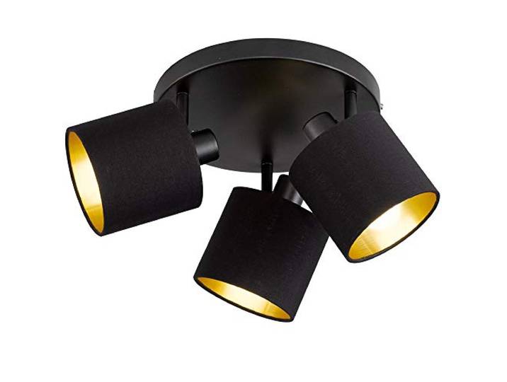 Reality Spot Bar TOMMY R80333979\, Métal Noir Mat\, Abat-jour en tissu Noir/Doré