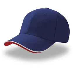 Atlantis Unisex Schwere gebürstete 6-Panel Sandwich Kappe Klassische Cap PIPS royal/white/red one size
