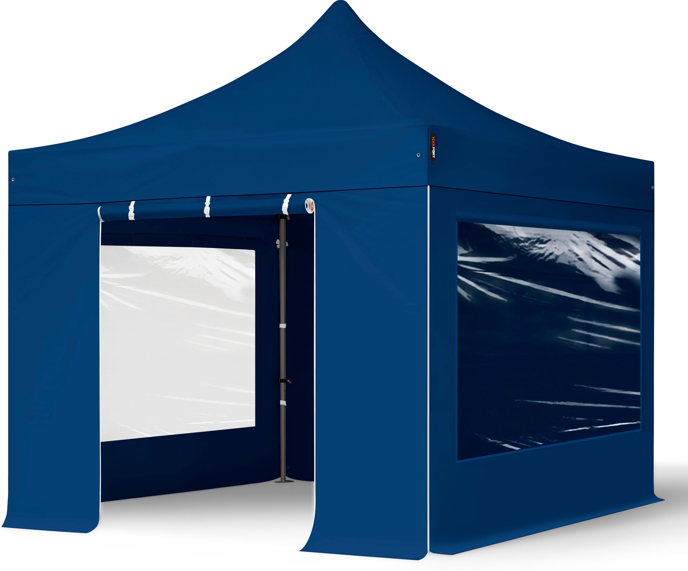 TOOLPORT 3x3m Stahl Faltpavillon, inkl. 4 Seitenteile, dunkelblau - (600010)