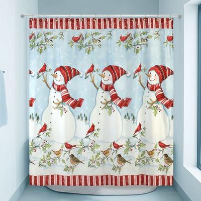 Avanti Linens, Inc Holiday Cheer Snowman Shower Curtain Light Blue 72 x 72, 72 x 72, Light Blue