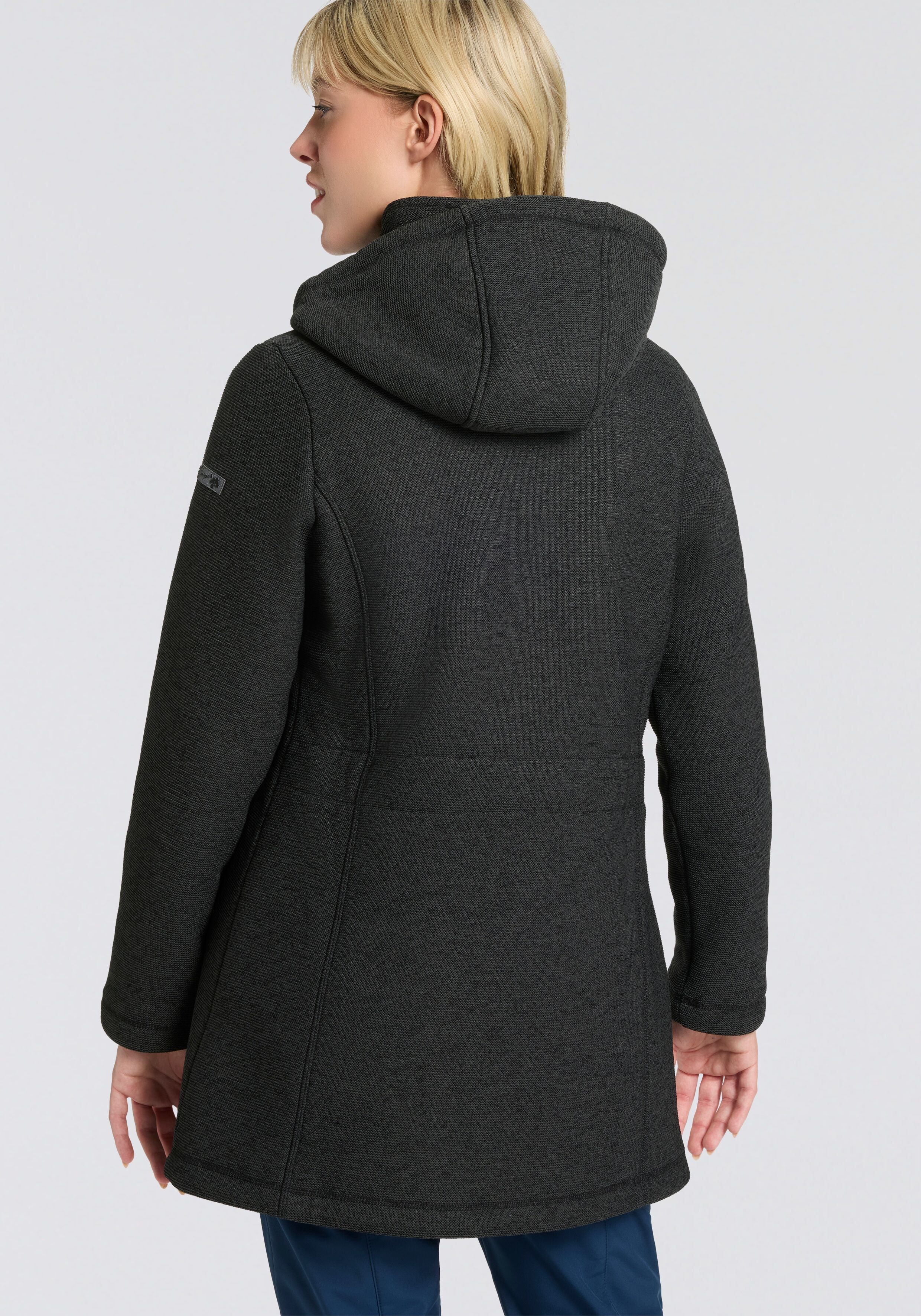Strickfleecejacke CMP, Damen, Gr. 40, grau (carbone meliert), Obermaterial: 100% Polyester, Jacken Strickfleecejacke carbone meliert 40