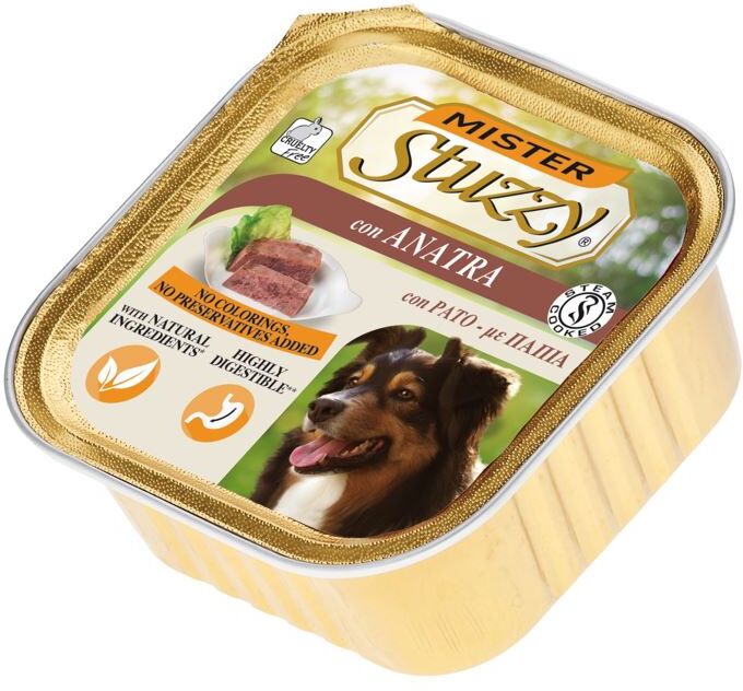 Antica Farmacia Orlandi Stuzzy Cane Pate' Vaschetta Adulto Anatra 150 Gr
