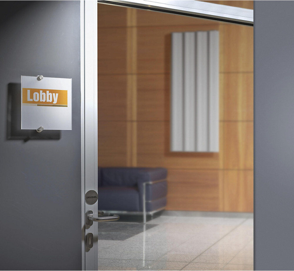Türschild CRYSTAL SIGN, aus Acrylglas, VE 5 Stk, HxB 210 x 210 mm DURABLE