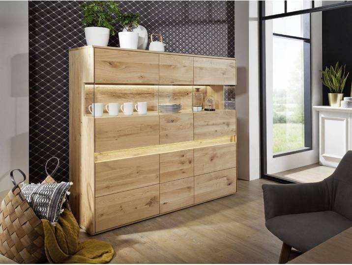 6-türiges Highboard GERO aus Massivholz – Montierte Lieferung – 3%-Vorkasse-Rabatt