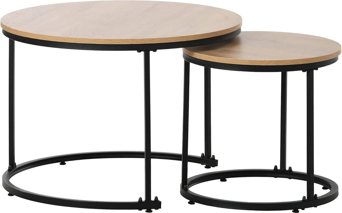 Moderne minimalistische salontafelset in houtkleur voor de woonkamer