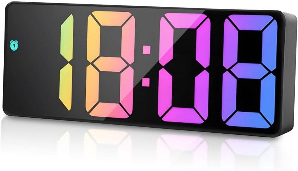 GELLDG Digitale LED wekker met temperatuurweergave en snooze- en helderheidsregeling - Zwart