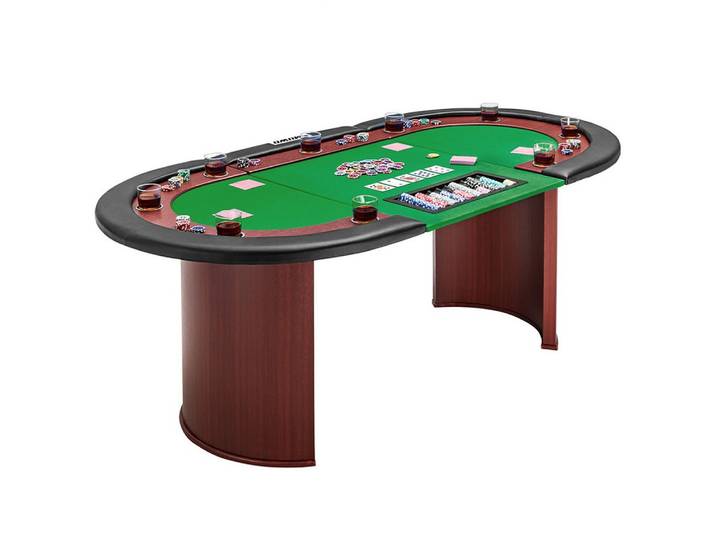 MUWO Spieltisch Pokertisch für 10 Spieler mit Dealerbereich und Chipablage