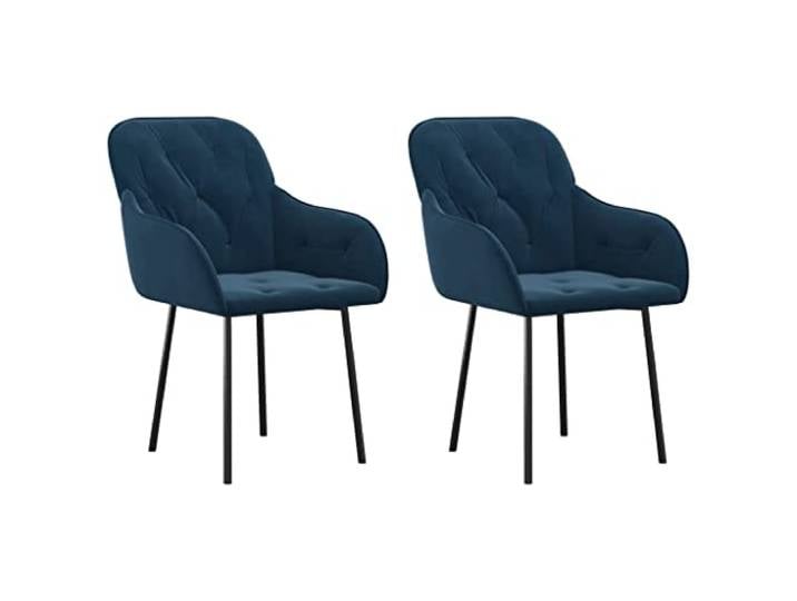 vidaXL 2X Esszimmerstuhl Küchenstuhl Wohnzimmerstuhl Polsterstuhl Essstuhl Stühle Stuhl Lehnstuhl Sessel Esszimmerstühle Blau Samt