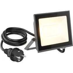 ledscom.de LED Wandstrahler / Gartenstrahler OZIN, IP65, Stecker, anthrazit, 30 W, 2466 lm, warmweiß