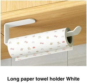 Inspired Finds Adhesive Space Saver Paper Towel Holder And Toilet Roll Rack long White