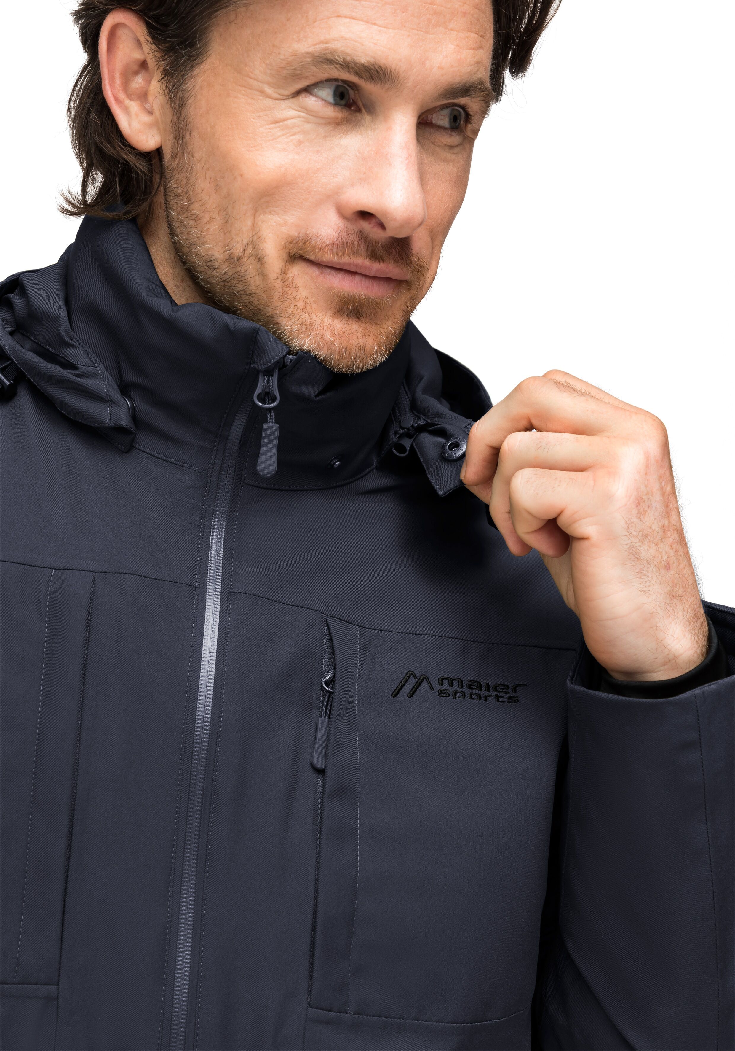 Funktionsjacke MAIER SPORTS "Wambra M", Herren, Gr. 56, blau (dunkelblau), 100% Polyester, Jacken Funktionsjacke, Outdoor-Funktionsjacke mit grosser Netztasche für die Kapuze dunkelblau 56