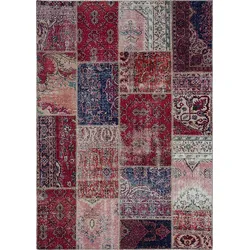 Vintage Teppich Patchwork 120 x 180 cm Mischgewebe Rot