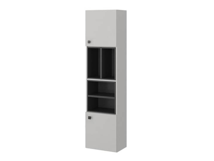 Vicco Badschrank Gerta Grau 37.5 x 150 cm mit Tür und offenen Fächern, Holzwerkstoff, Rechteckig, 37.5x150x26 cm, Badezimmer, Badezimmerschränke, Hochschränke