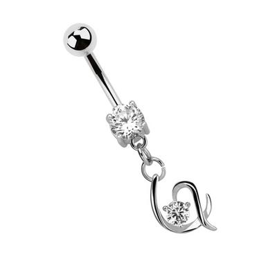 Bauchnabelpiercing ADELIA´S "Piercing Bauchnabelpiercing", silber, Piercings, Damen, onesize, Chirurgiestahl, Mit 7 mm gefasstem Stein und Anhänger