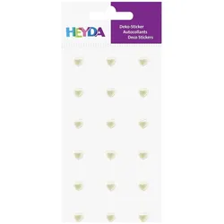 6x Heyda, Sticker, Sticker-Etikett Acrylsteinen gross Herz perlmutt 18 Stück (18 Sticker)