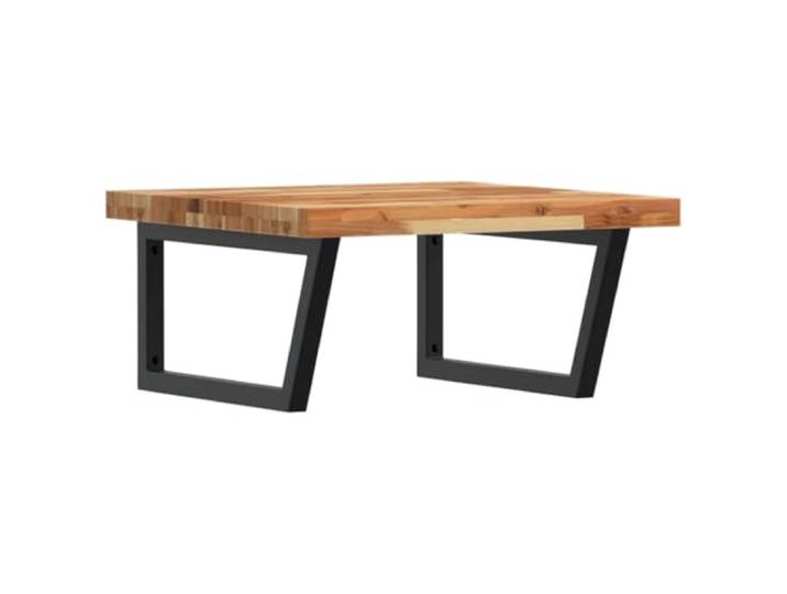 WEMYUFURN Waschbeckenregal Wandmontage Stahl und Akazienholz Schweberegal, Trapezform, Ablage Waschtisch, Schrauben nicht enthalten, M8-Dehnschraube, M5x18, M5x20