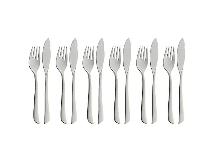 WMF Virginia Fischbesteck 12 teilig, Fischset für 6 Personen, Fischgabel, Fischmesser, Cromargan protect Edelstahl teilmattiert, kratzbeständig