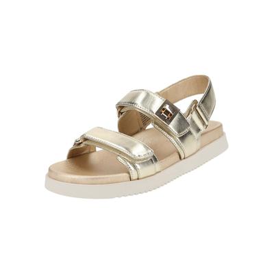 Riemchensandale STEVE MADDEN "STEVE MADDEN Sandalen Leder", Damen, Gr. 37, gold, Leder, Schuhe Riemchensandale