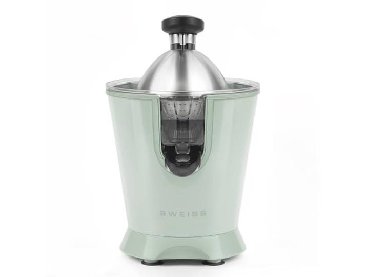 SWEISS ZEST7 Elektrische Zitruspresse, professionell, tropffreier Ausgießer, spülmaschinenfest, leises Gerät, leistungsstarker Gelenkarm, 160 W, Grün