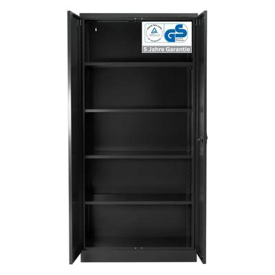 PROREGAL Stahlschrank BEE mit 5 lackierten Fachböden | HxBxT 195x92x42cm | Anthrazit-Anthrazit | Werkstattschrank Werkzeugschrank Aktenschrank