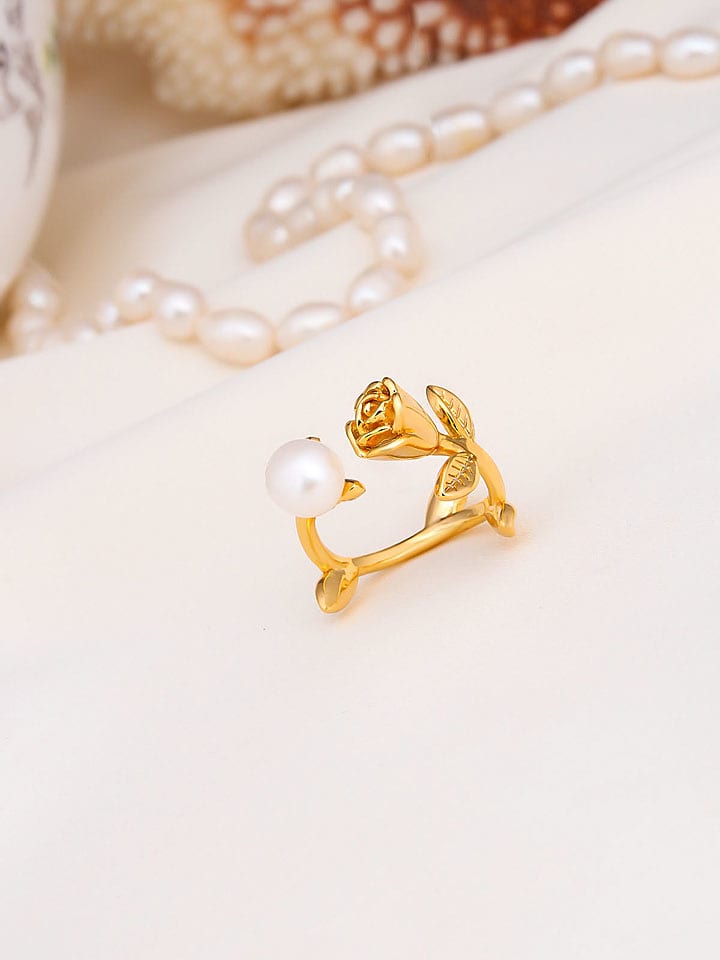 L'Atelier de Gaia Vergold. Ring mit Perle - onesize
