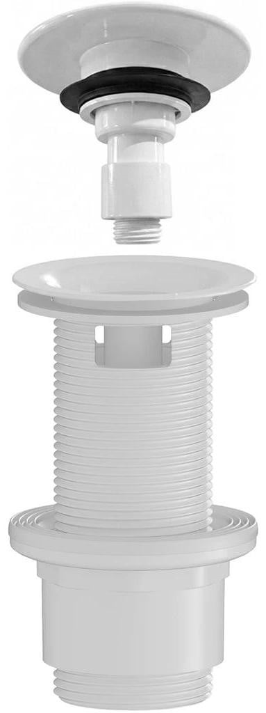 CERANO Wastafelafvoer 5/4 inch click-clack met overloop, wit glanzend