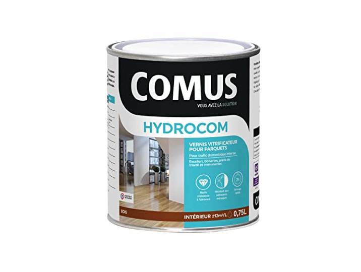 Hydrocom Mat Soie - Incolore 0.75L - Vitrificateur Polyuréthane Acrylique MONO-composant pour Parquets\, Escaliers et Boiseries