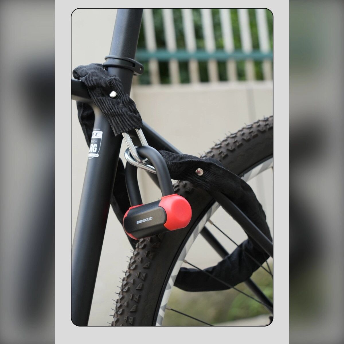 INF Mini antivol vélo en U avec chaîne de 90 cm, double verrouillage et protection anti-effraction rouge+noir