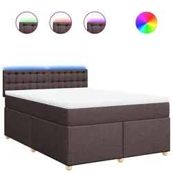 vidaXL Boxspringbett mit Matratze Dunkelbraun 140x200 cm Stoff